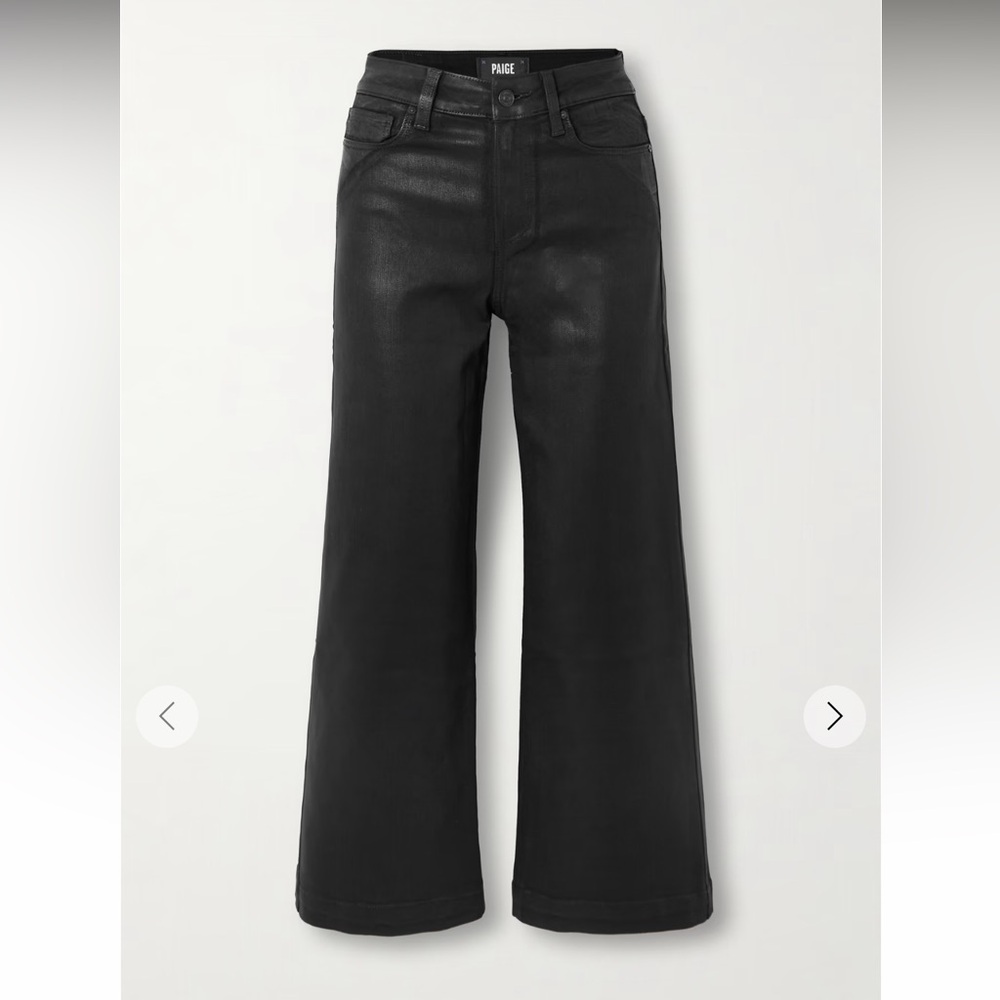 NEW PAIGE Anessa Coated High-Rise Crop Wide-Leg Jeans, size 27